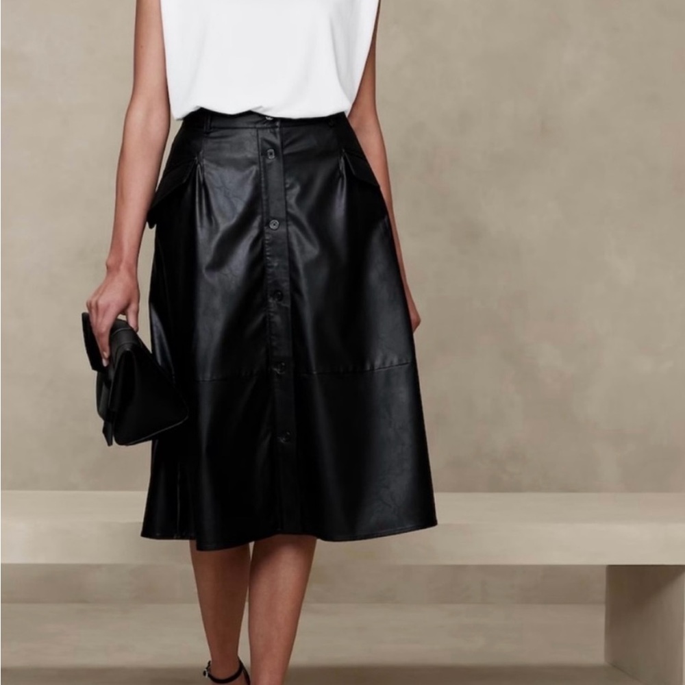 Banana Republic Vegan Leather Midi Skirt